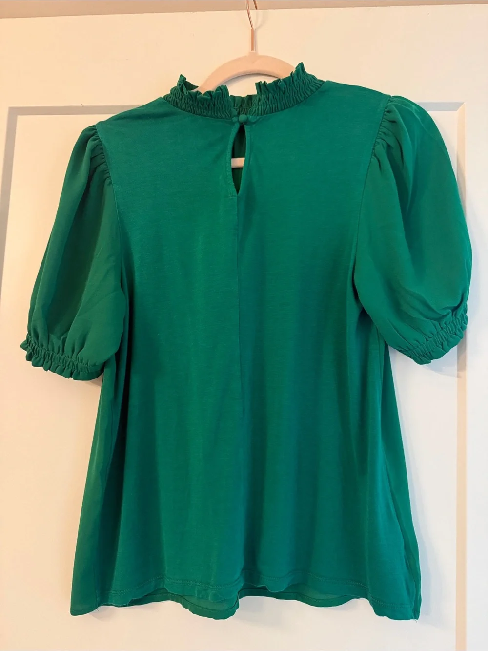 LOFT Emerald Green Puff Sleeve Blouse